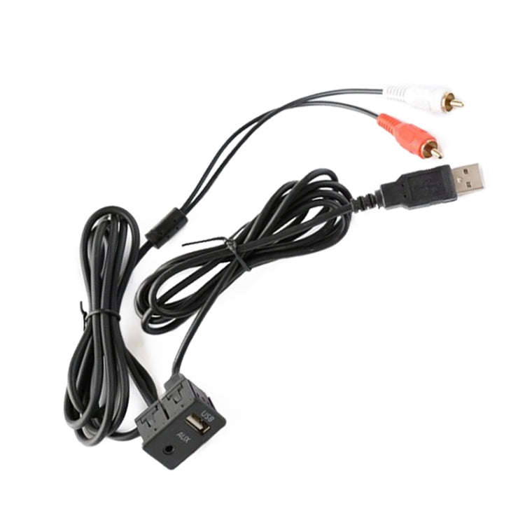 Car Universal Modified USB AUX Extension Cable USB+2RCA Lotus Male Switch Holder for Alpine / Pio...