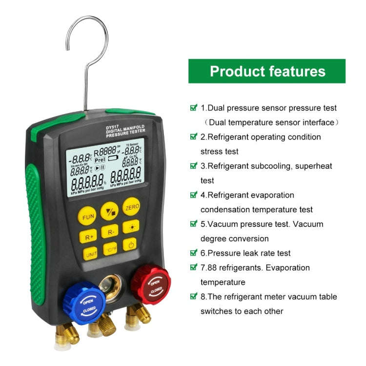 DUOYI DY517A Car Air Conditioning Diagnostic Instrument Temperature Monitor Fluoride Meter