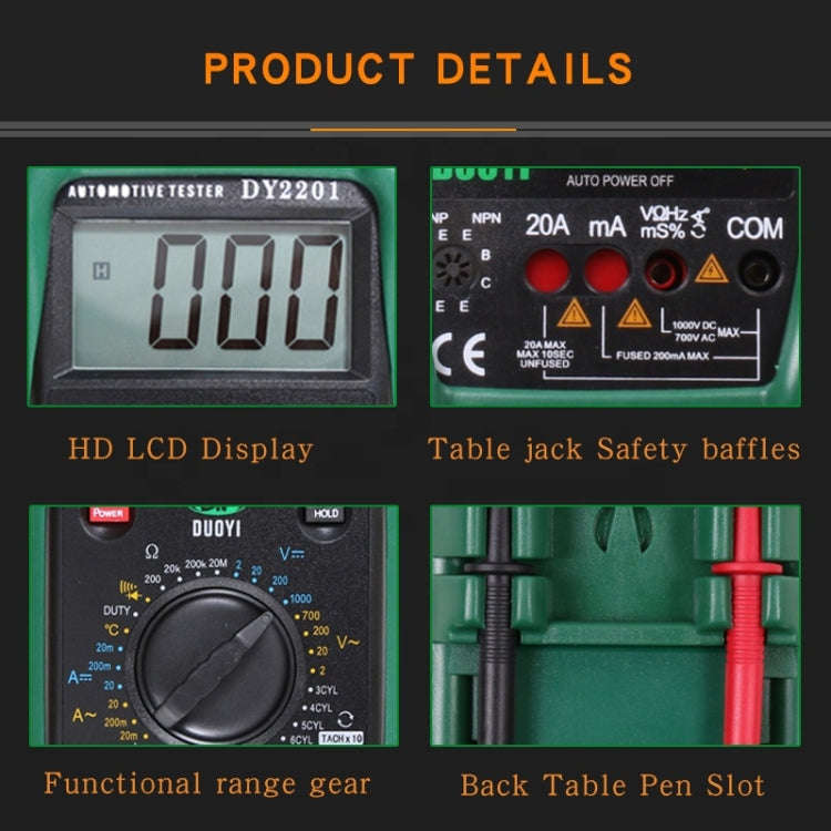 DUOYI DY2201 Car High-precision Digital Automobile Multi-function Maintenance Automatic Universal...
