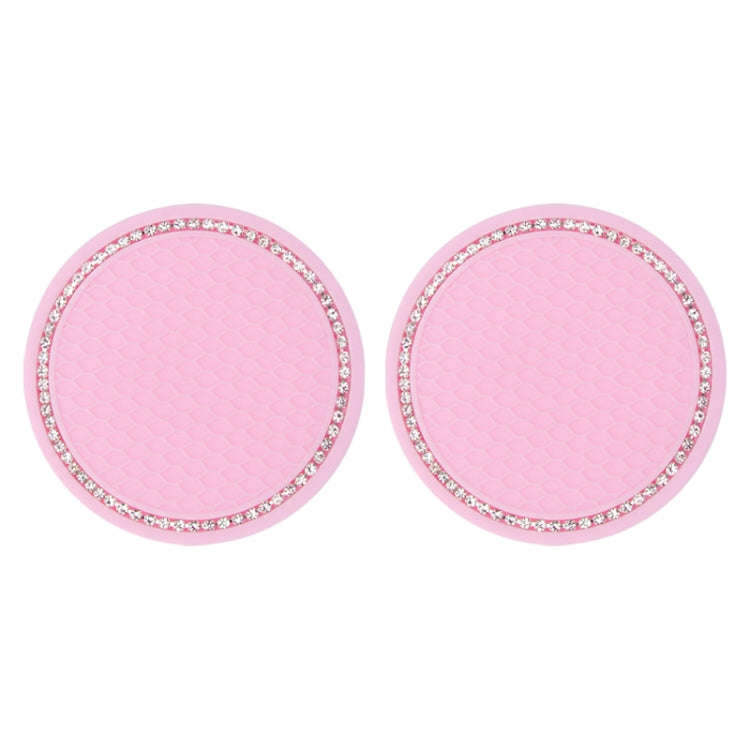 2 PCS Car Diamond Anti-skid Soft Rubber Water Cup Mat(Pink)