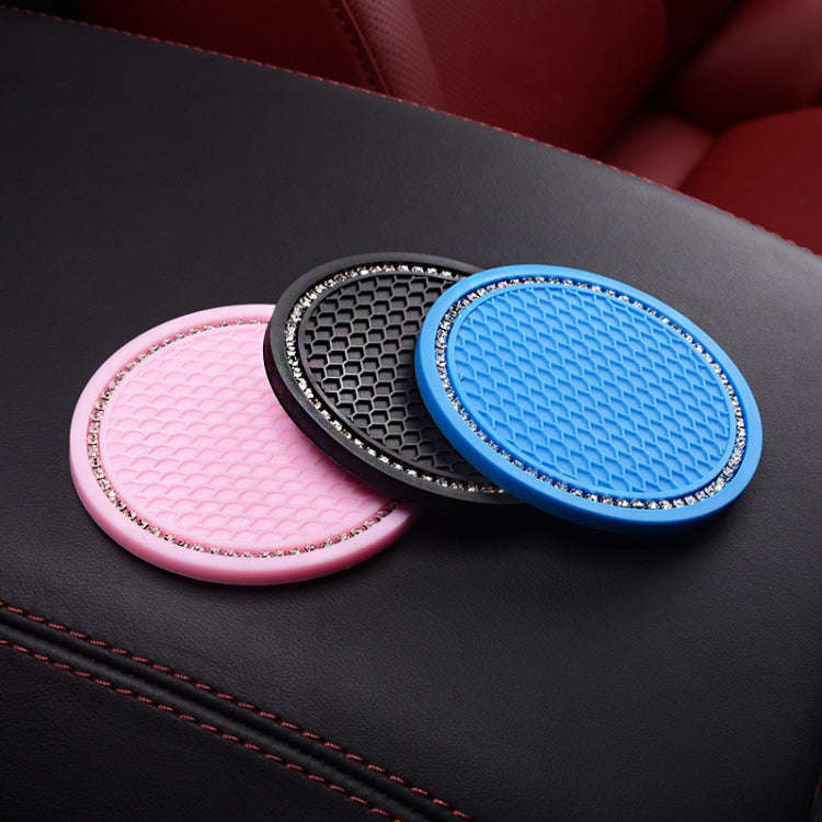 2 PCS Car Diamond Anti-skid Soft Rubber Water Cup Mat(Blue)