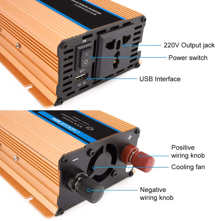 Carmaer Modified Sine Wave 12V to 220V 500W Car Multi-function Double Digital Display Inverter Ho...