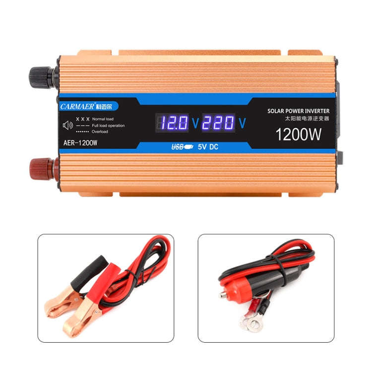 Carmaer Modified Sine Wave 24V to 220V 1200W Car Multi-function Double Digital Display Inverter H...