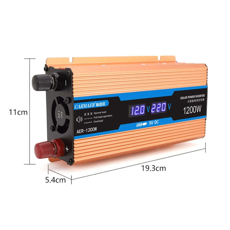 Carmaer Modified Sine Wave 24V to 220V 1200W Car Multi-function Double Digital Display Inverter H...