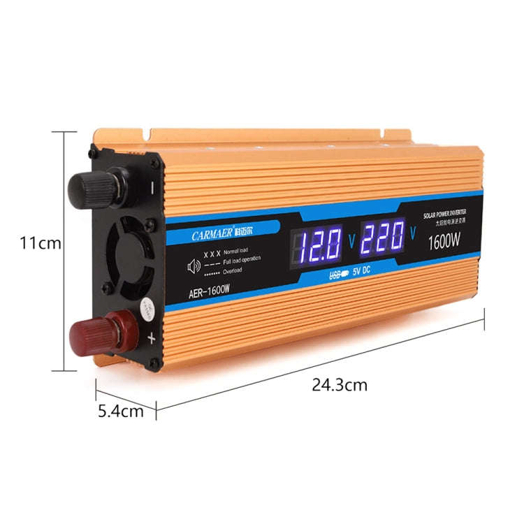 Carmaer Modified Sine Wave 24V to 220V 1600W Car Multi-function Double Digital Display Inverter H...
