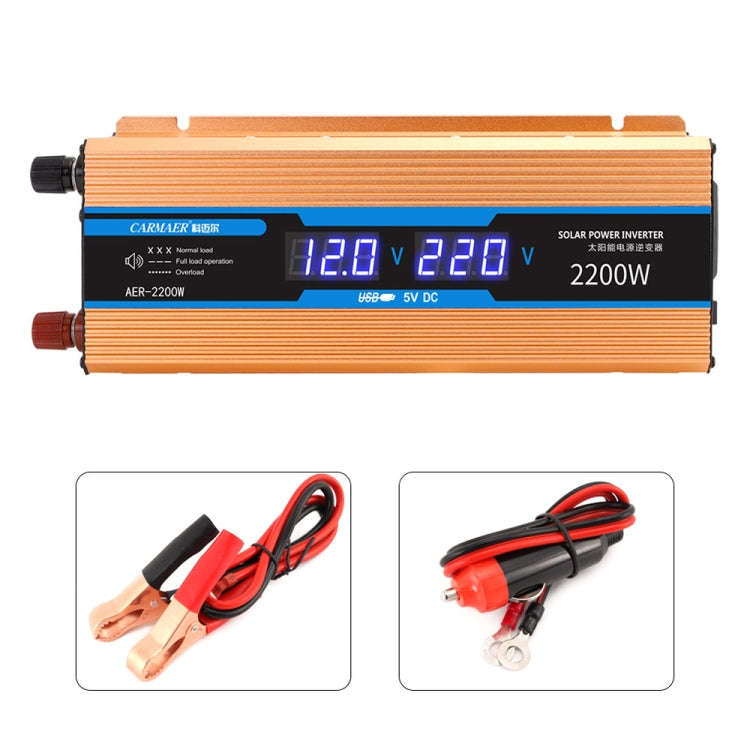 Carmaer Modified Sine Wave 12V to 220V 2200W Car Multi-function Double Digital Display Inverter H...