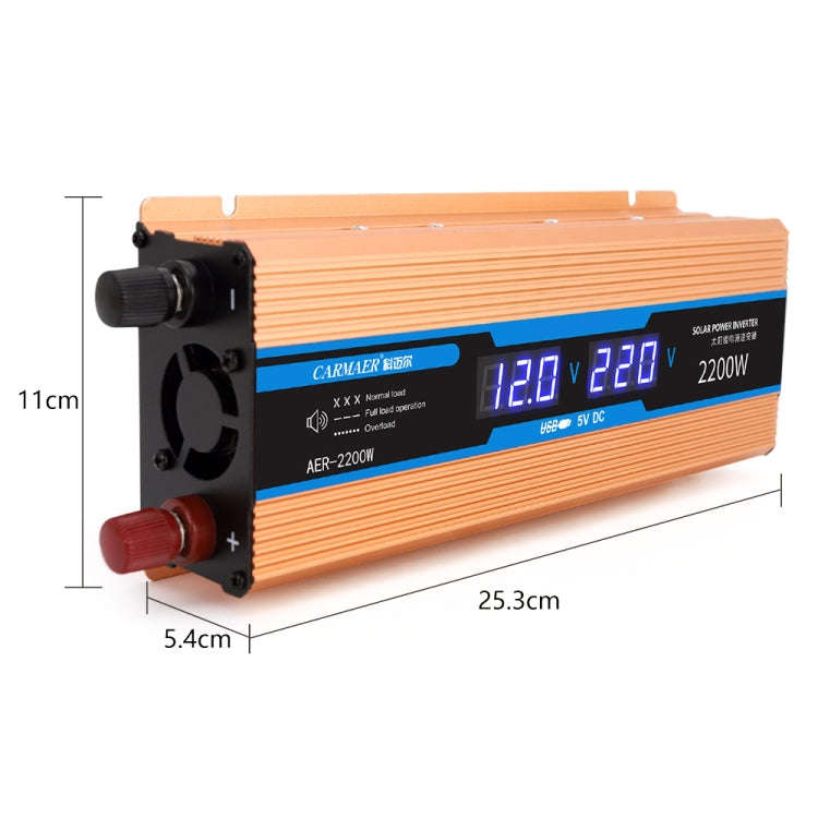 Carmaer Modified Sine Wave 60V to 220V 2200W Car Multi-function Double Digital Display Inverter H...