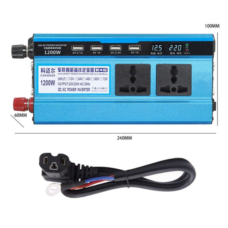 Carmaer 48V to 220V 1200W Double Socket Car Double Digital Display Inverter Household Power Conve...