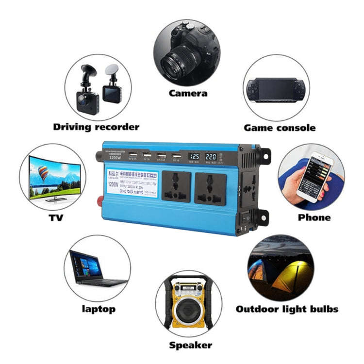 Carmaer 48V to 220V 1200W Double Socket Car Double Digital Display Inverter Household Power Conve...