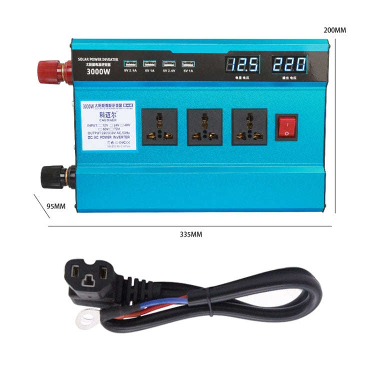 Carmaer 48V to 220V 3000W Intelligent Fan Car Double Digital Display Inverter Household Power Con...