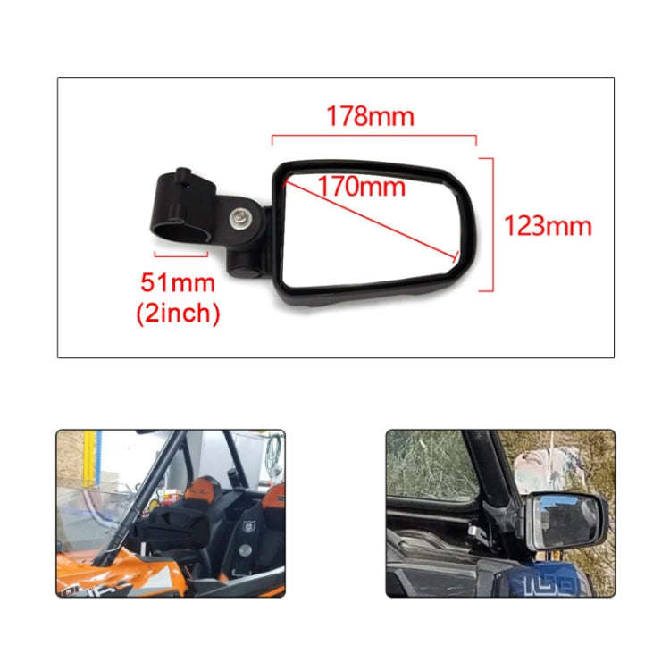 Pair All-terrain Vehicles Wide Field View 2.0 inch Rearview Mirror Side Reflector Mirror for UTV ...