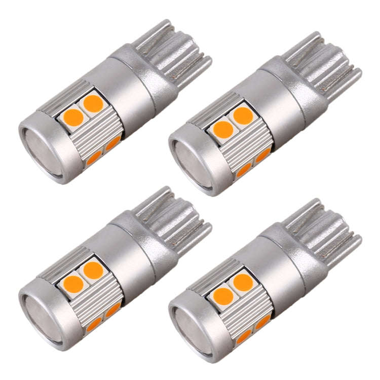 4 PCS T10 DC12V / 2W Car Clearance Light 9LEDs SMD-3030 Lamp Beads (Yellow Light)