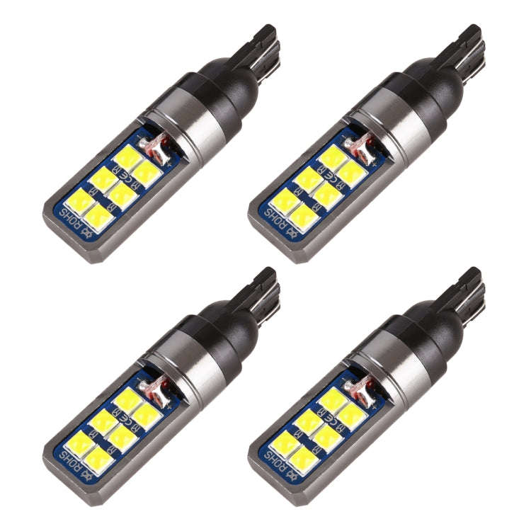 4 PCS T10 DC12V / 4W Car Clearance Light 12LEDs SMD-3030 Lamp Beads (White Light)