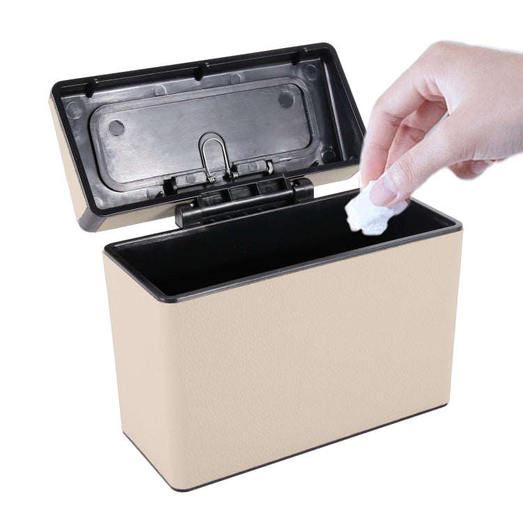 Car Plastic Trash Can Large Capacity Interior Accessories Box (Beige)