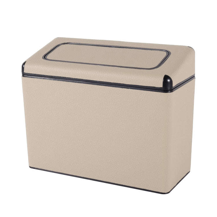 Car Plastic Trash Can Large Capacity Interior Accessories Box (Beige)
