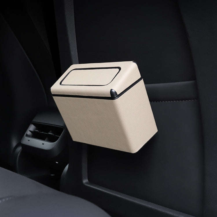 Car Plastic Trash Can Large Capacity Interior Accessories Box (Beige)