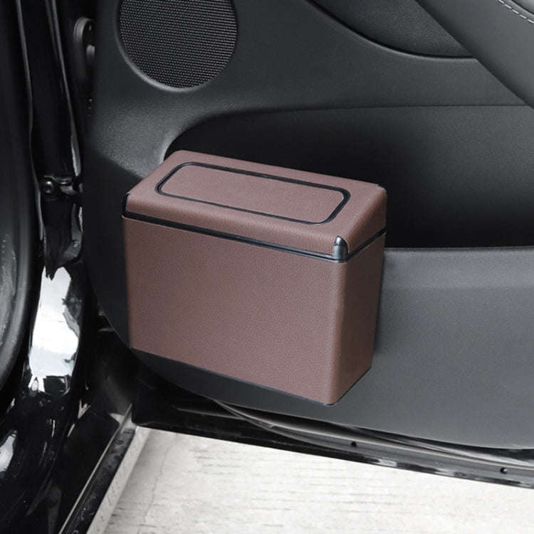 Car Plastic Trash Can Large Capacity Interior Accessories Box (Brown)