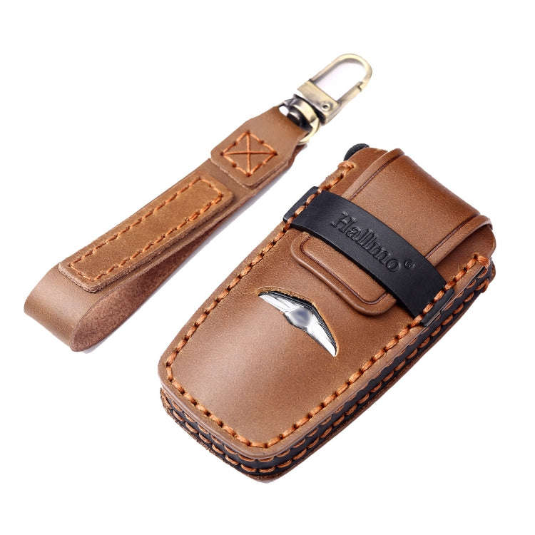 Hallmo Car Cowhide Leather Key Protective Cover Key Case for Hyundai Rohens Genesis 8-button(Blue)