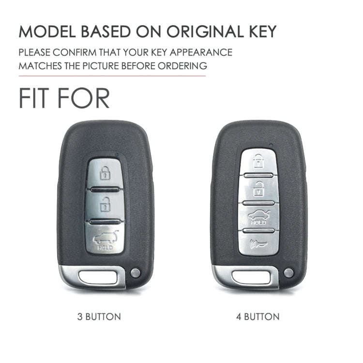 Hallmo Car Cowhide Leather Key Protective Cover Key Case for KIA K2 / K3 / K5 4-button(Blue)