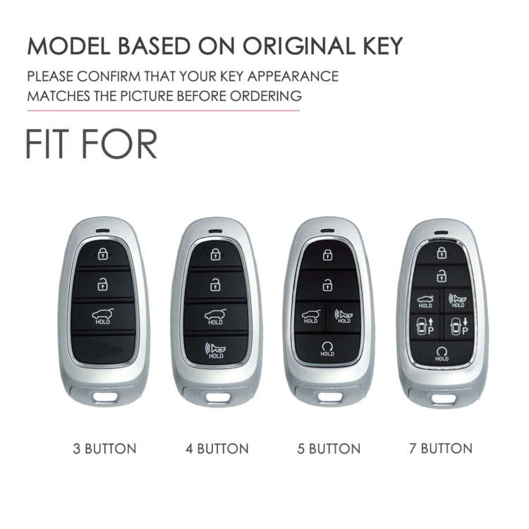 Hallmo Car Cowhide Leather Key Protective Cover Key Case for Hyundai 4-button(Blue)
