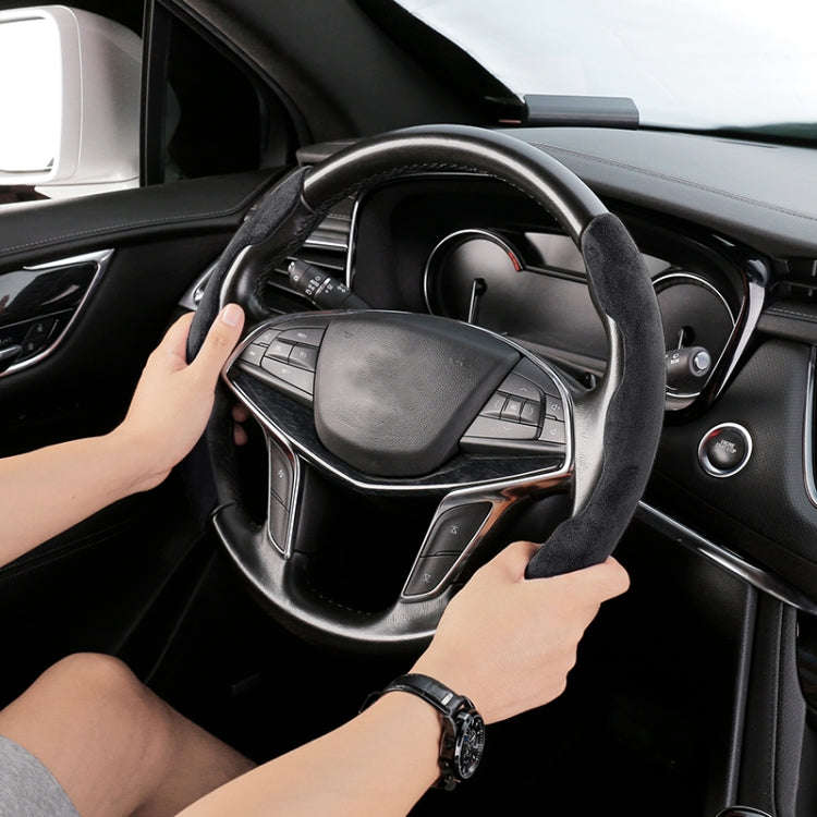 Car Universal Suede Steering Wheel Cover (Black)