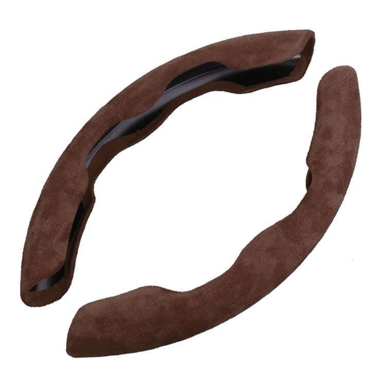 Car Universal Suede Steering Wheel Cover (Coffee)