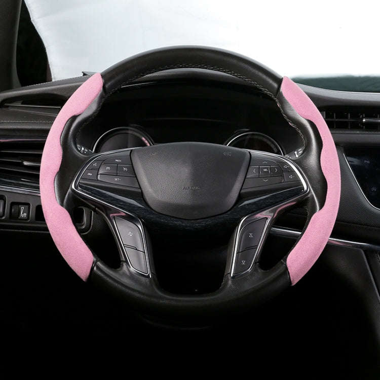 Car Universal Suede Steering Wheel Cover (Pink)