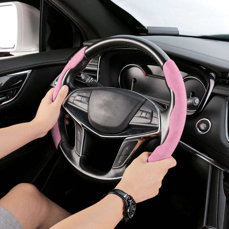 Car Universal Suede Steering Wheel Cover (Pink)