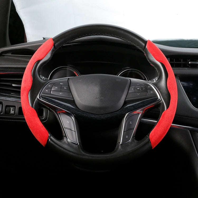 Car Universal Suede Steering Wheel Cover (Red)