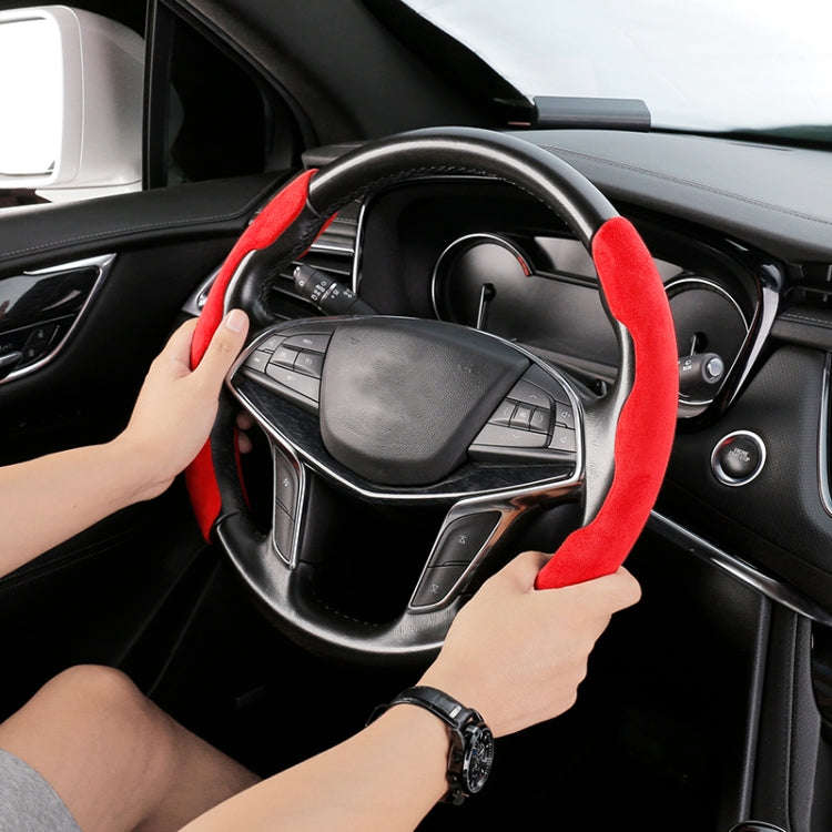 Car Universal Suede Steering Wheel Cover (Red)