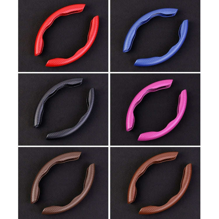 Car Universal Carbon Fiber Texture Leather Steering Wheel Cover (Red)