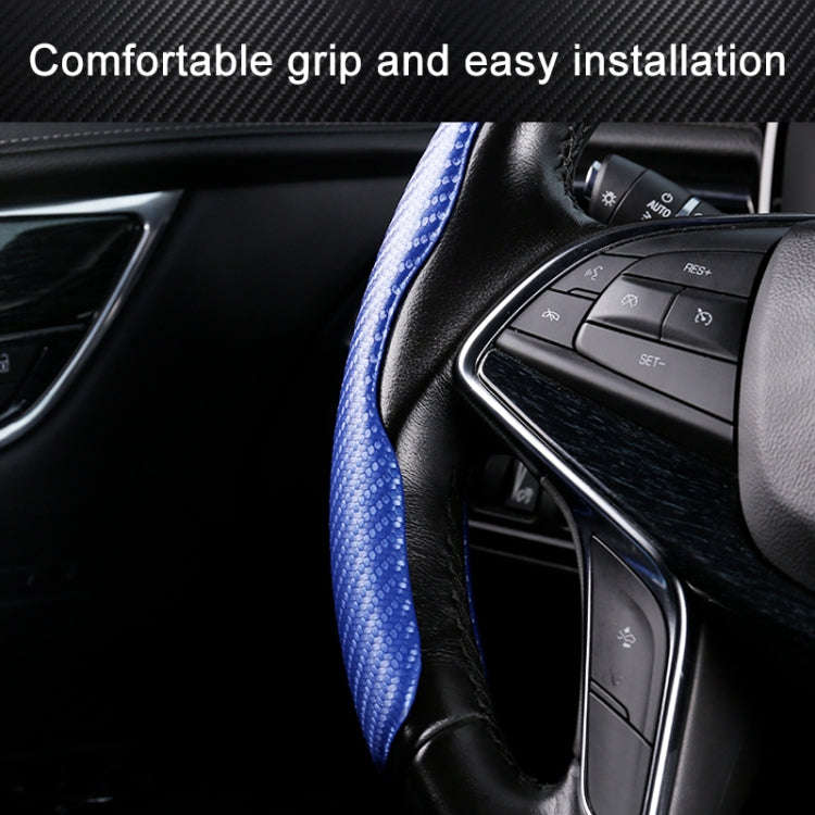 Car Universal Carbon Fiber Texture Leather Steering Wheel Cover (Blue)