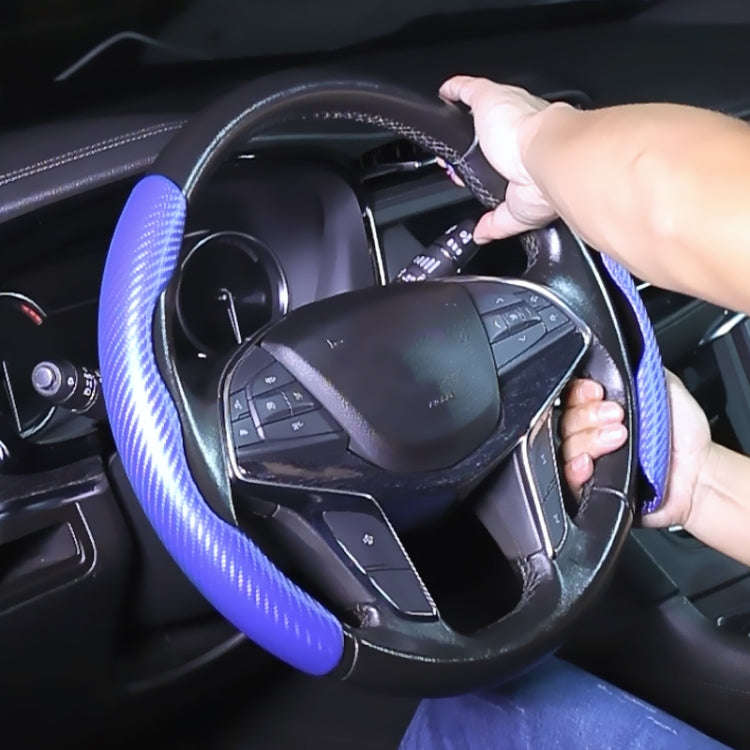 Car Universal Carbon Fiber Texture Leather Steering Wheel Cover (Blue)