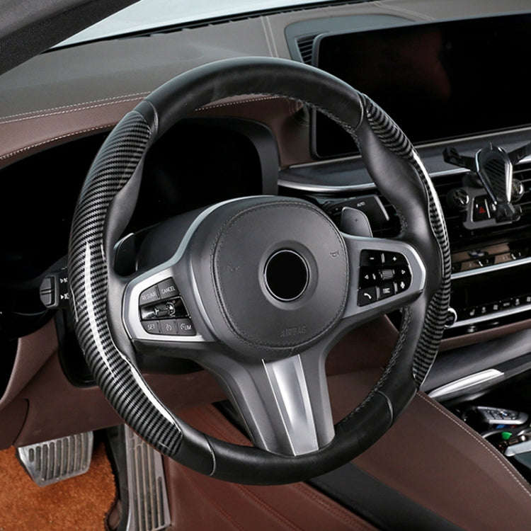 Car Universal Carbon Fiber Steering Wheel Cover (Black)