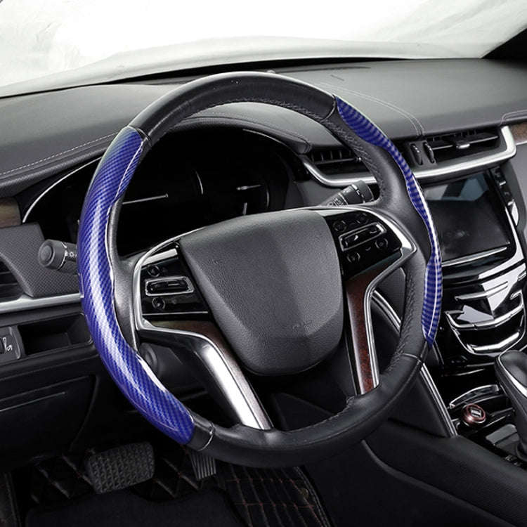 Car Universal Carbon Fiber Steering Wheel Cover (Blue)