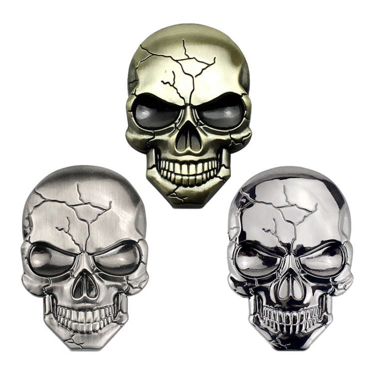 Three-dimensional Devil Skull Metal Car Sticker (Silver Grey)