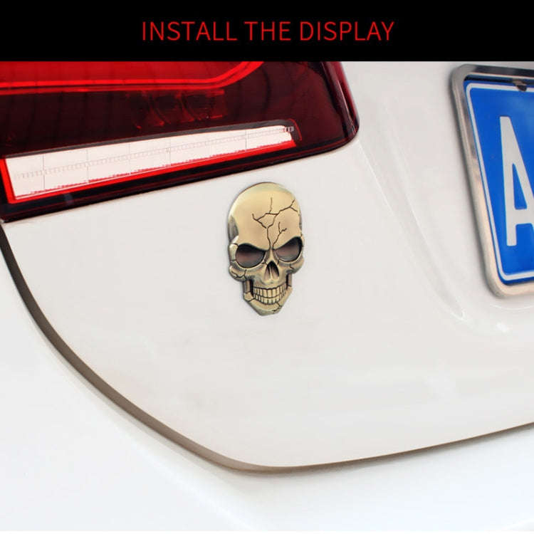 Three-dimensional Devil Skull Metal Car Sticker (Silver Grey)