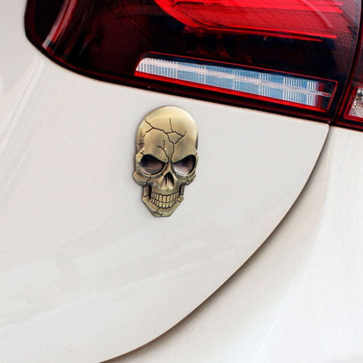 Three-dimensional Devil Skull Metal Car Sticker (Bronze)