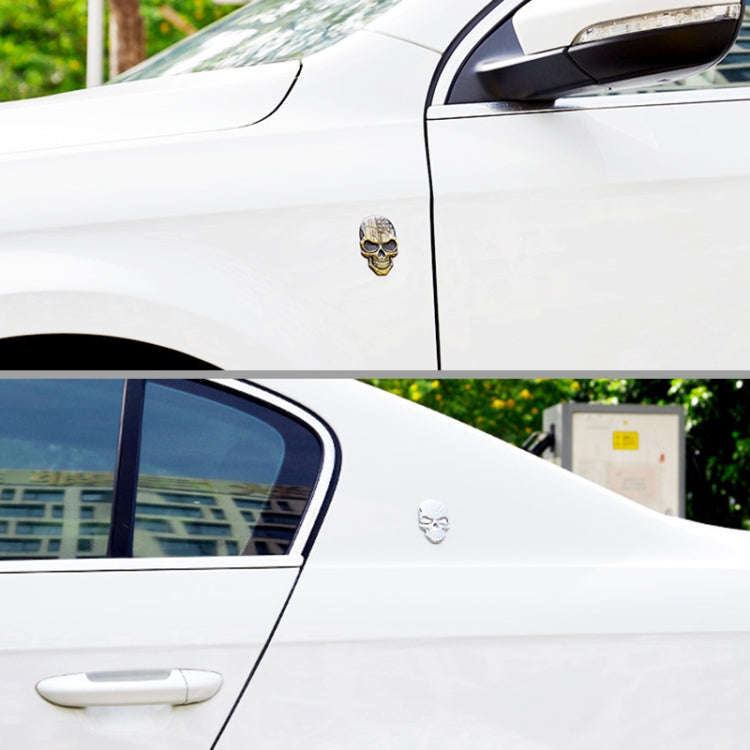 Three-dimensional Devil Skull Metal Plating Car Sticker (Silver)