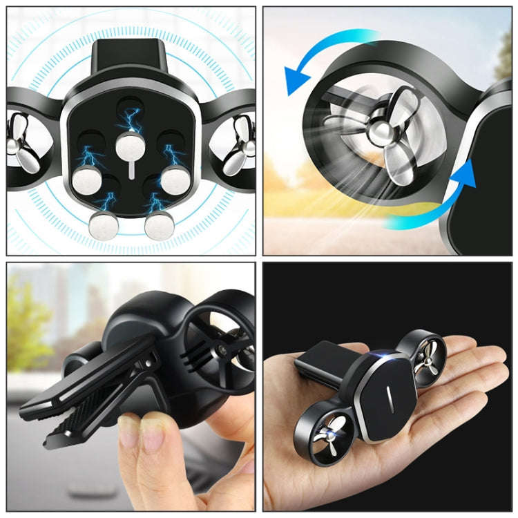 Car Dual-turbo Air Outlet Magnetic Mobile Phone Holder with Aromatherapy (Blue)