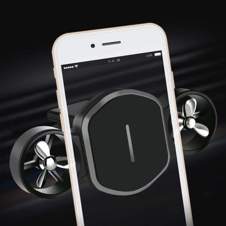 Car Dual-turbo Air Outlet Magnetic Mobile Phone Holder with Aromatherapy (Blue)