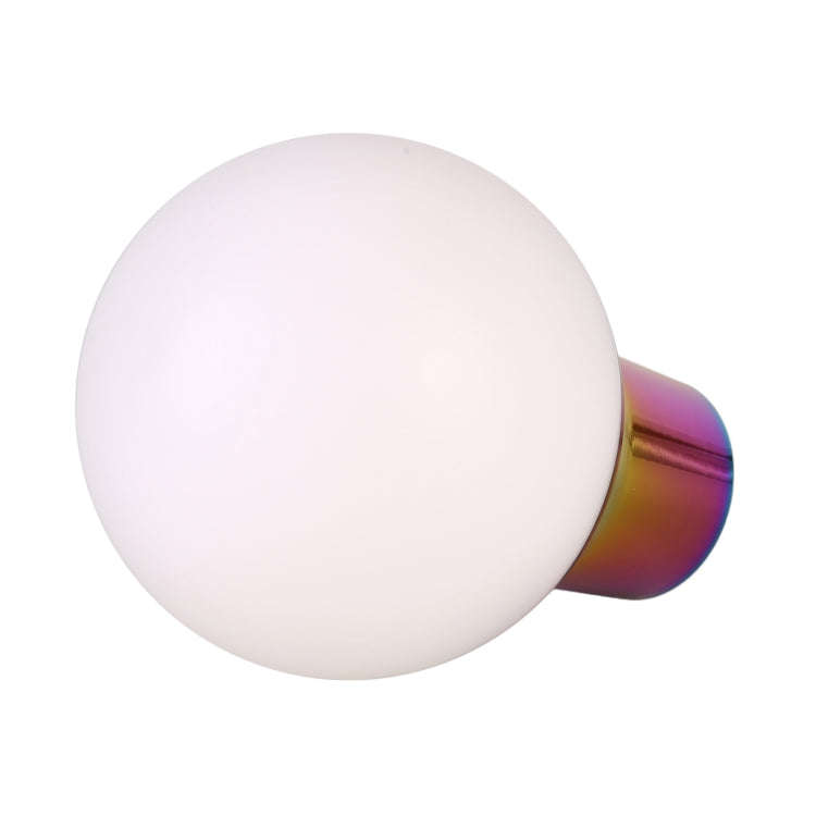 Universal Car Small Round Ball Resin + Carbon Fiber Metal Gear Shift Knob (White)