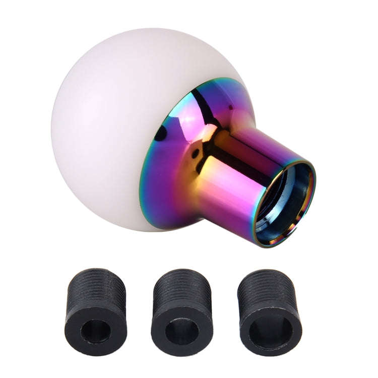 Universal Car Small Round Ball Resin + Carbon Fiber Metal Gear Shift Knob (White)