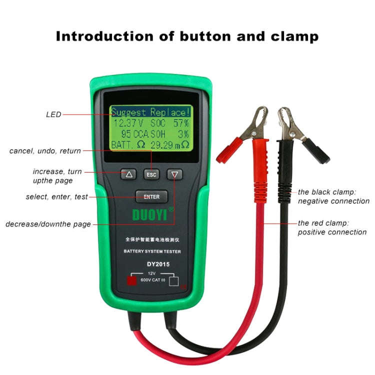 DUOYI DY2015 Car 12V Battery Tester Digital Diagnostic Tools