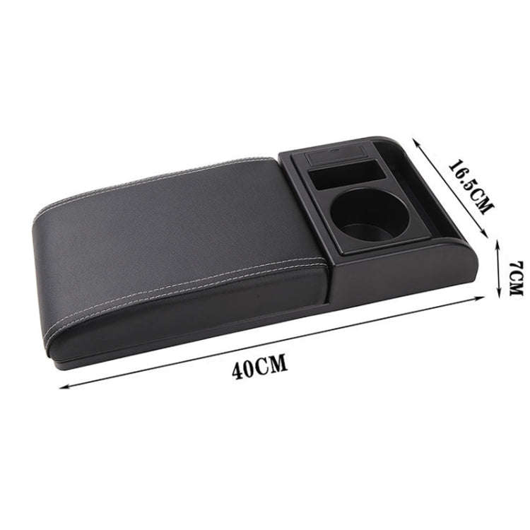 Car Multi-functional Dual USB Armrest Box Booster Pad, Microfiber Leather Straight Type (Black Wh...