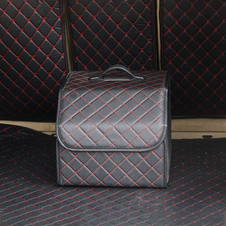Car Trunk Foldable Storage Box, Checkered Small Size: 33 x 32 x 30cm(Black Red)