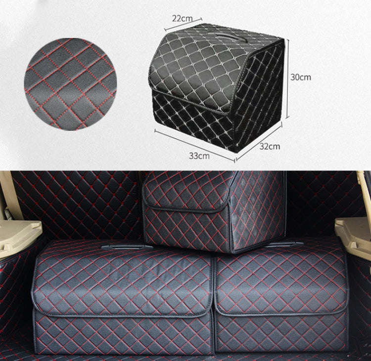 Car Trunk Foldable Storage Box, Checkered Small Size: 33 x 32 x 30cm(Black Red)