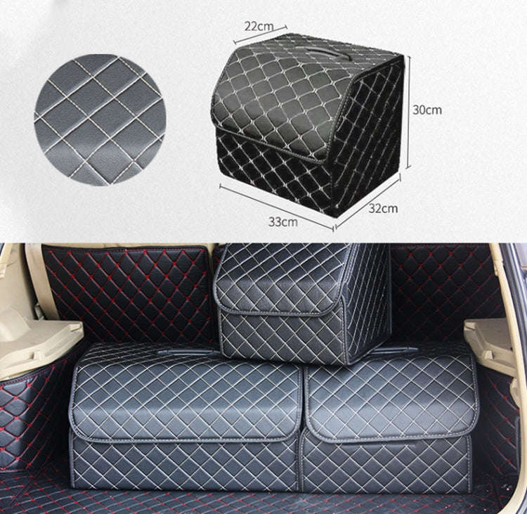 Car Trunk Foldable Storage Box, Checkered Small Size: 33 x 32 x 30cm(Beige)