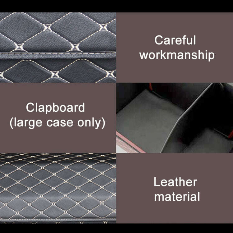 Car Trunk Foldable Storage Box, Checkered Large Size: 54 x 32 x 30cm (Beige)