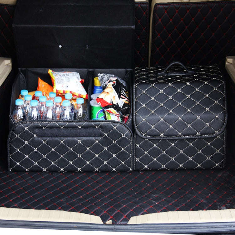Car Trunk Foldable Storage Box, Checkered Large Size: 54 x 32 x 30cm (Beige)